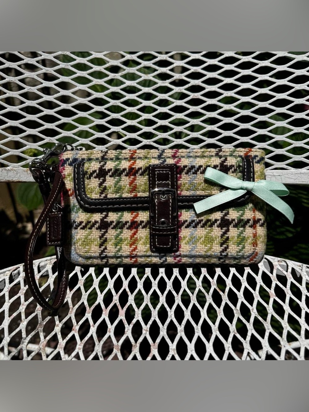 Rare Vintage Coach Colorful Wool Like Wristlet